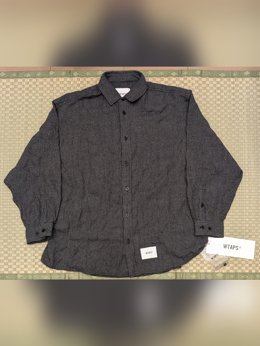 NWT WTAPS Wool Cotton Houndstooth Shirt Oversized Men's Size 3 (L) Made in Japan